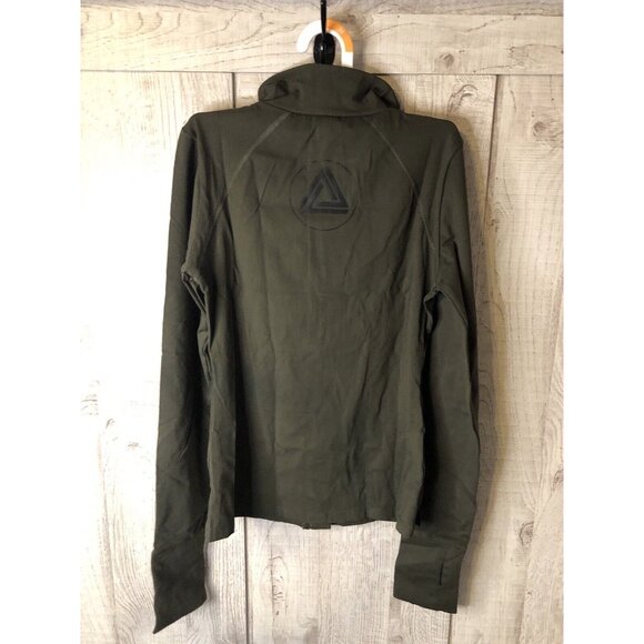 Womens Peak Ice Olive Green Figure Skating Jacket Slim Fit Full Zip Size Medium - Picture 3 of 5